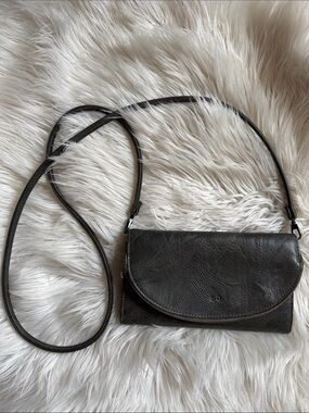 S.Q Vegan Leather Charcoal Leather Crossbody Bag